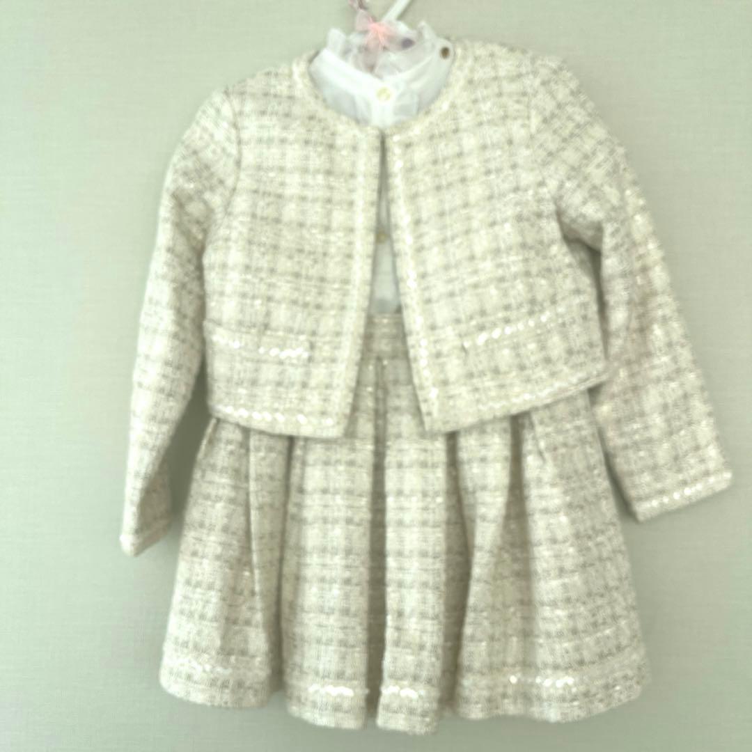 アイボリー ツイード フォーマル　セットアップ