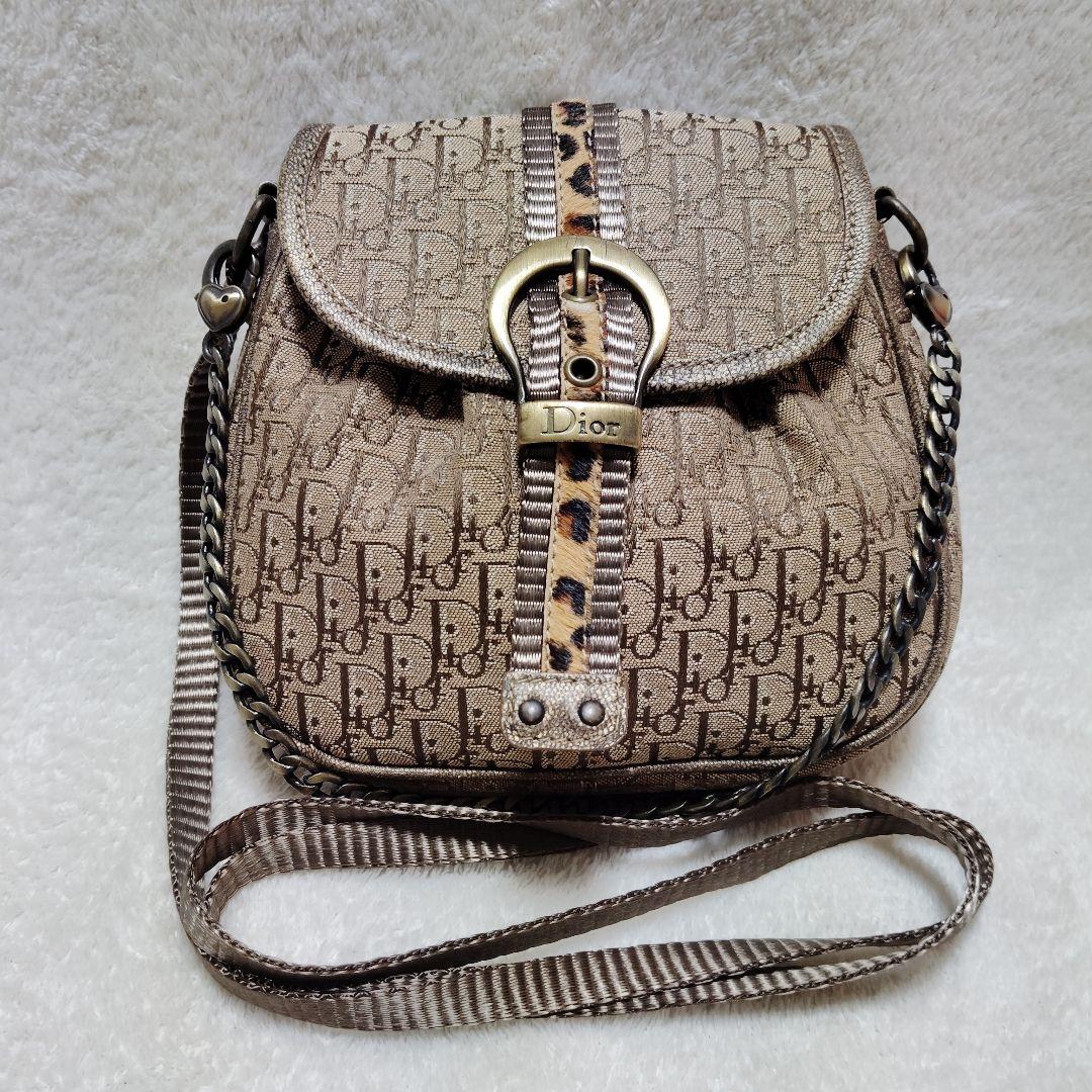 ディオール　ショルダーバッグ　3way　トロッター　レオパード　チェーン　Y2K