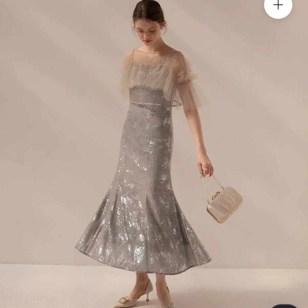 Leja チュールフリルボレロペイントマーメイドワンピースドレス