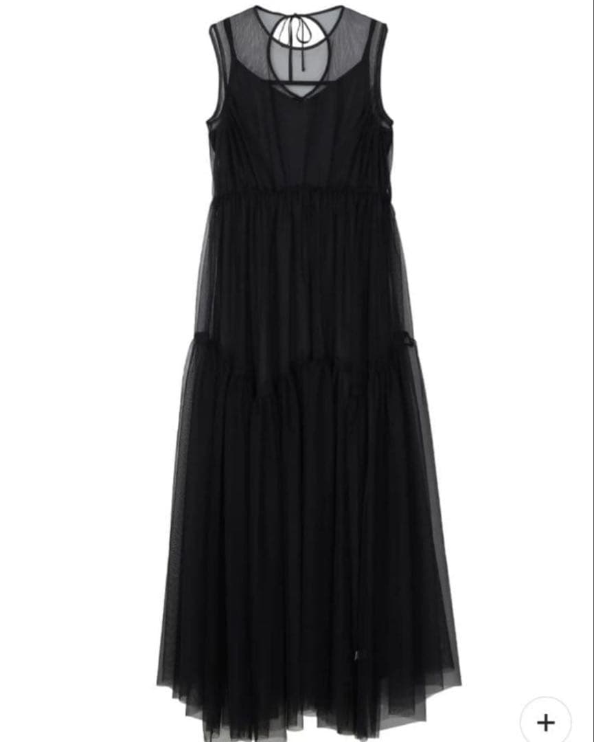 Ameri　BLACK TULLE WAVE TIERED DRESS