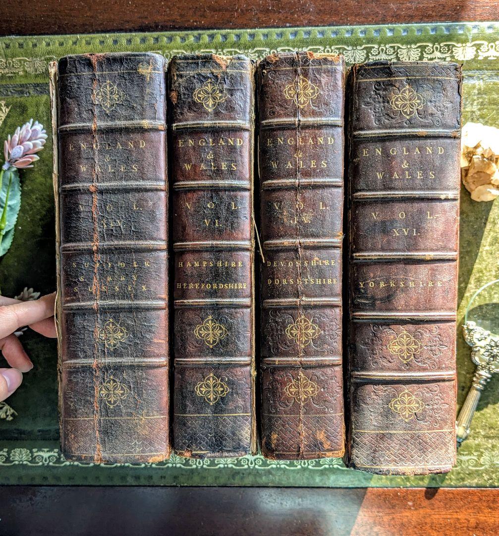 まるで貴族の書斎に飾られていたような、重厚なアンティーク本セット♪古書洋書