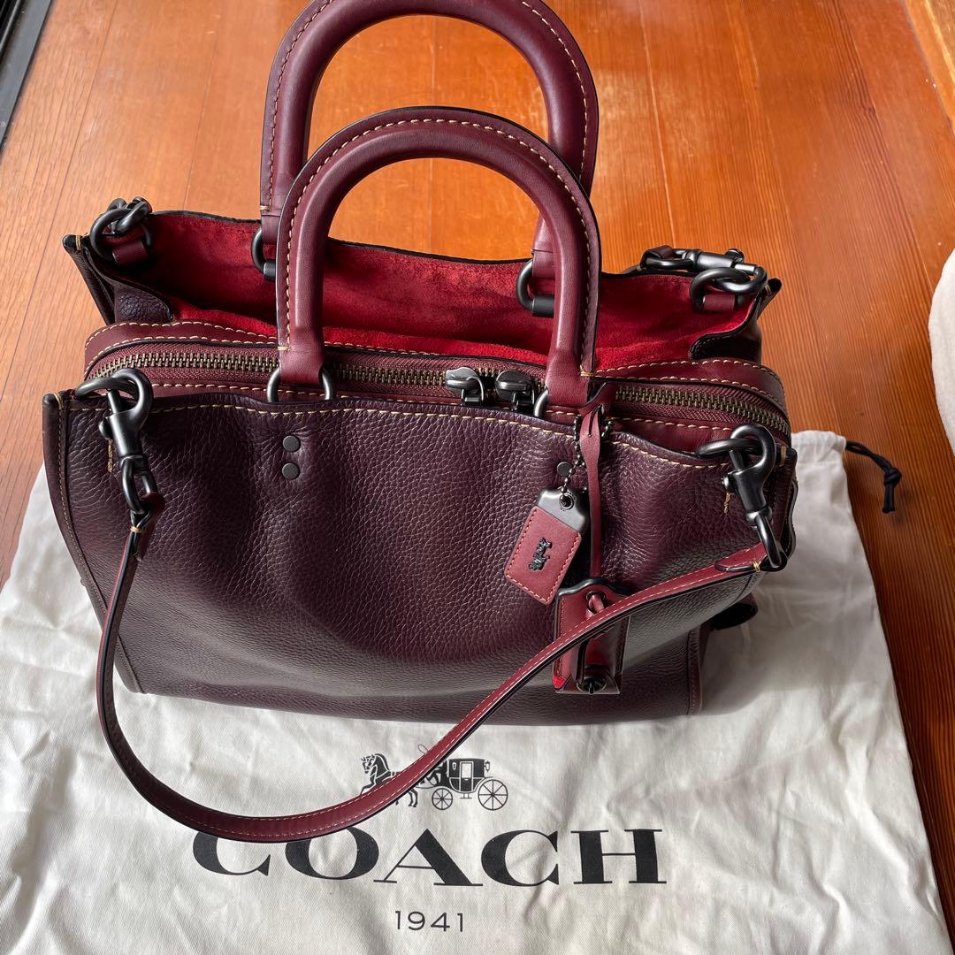 COACH バーガンディ レザー ハンドバッグ