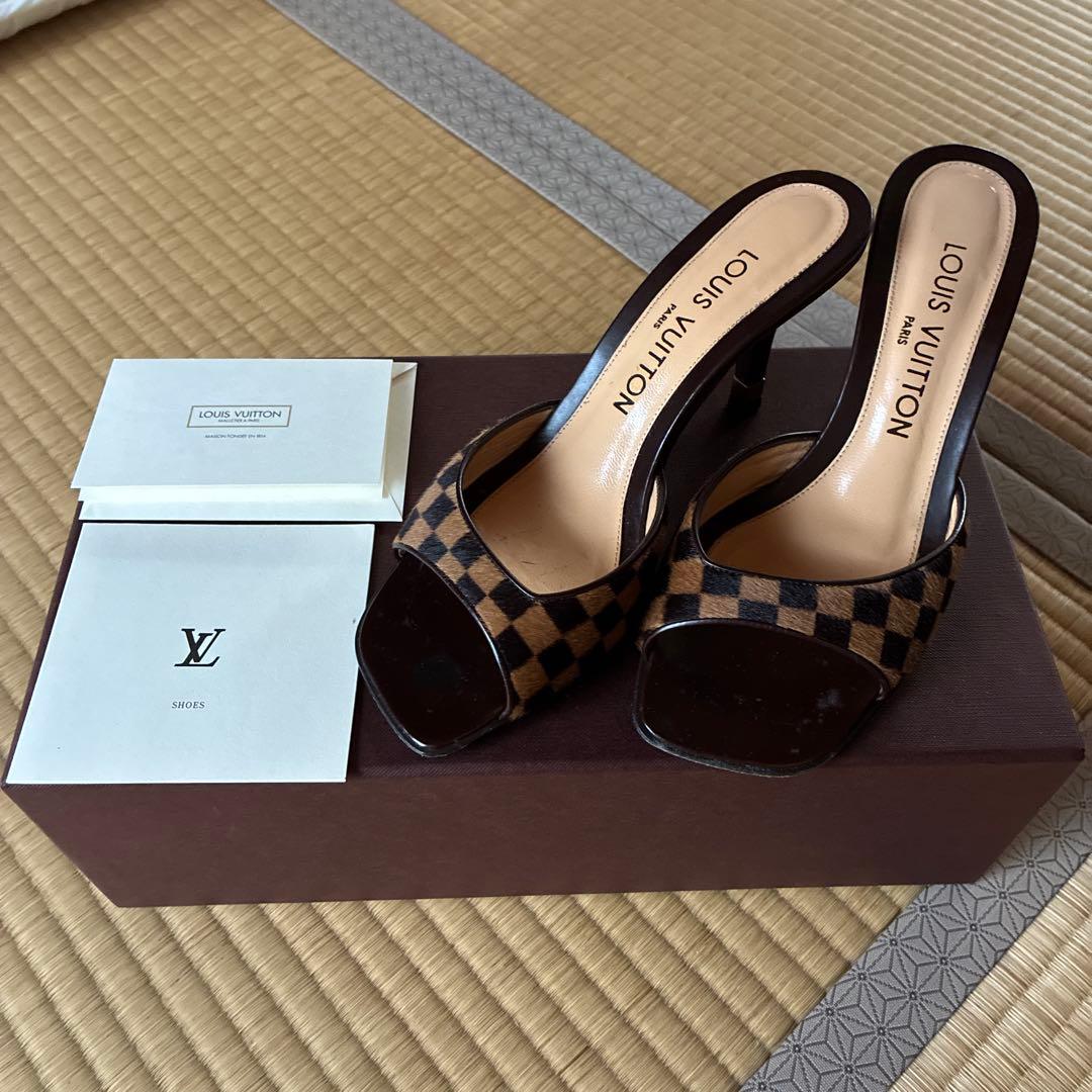 LOUIS VUITTON 希少品 チェック柄 ダミエ ハラコ ミュール