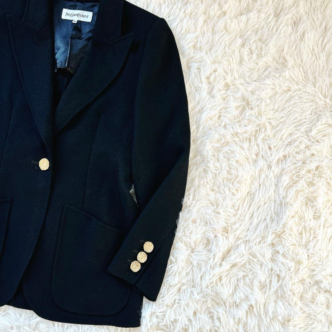 イブサンローラン　ウールカシミヤダブルフェイスジャケット　YSL刻印ボタン