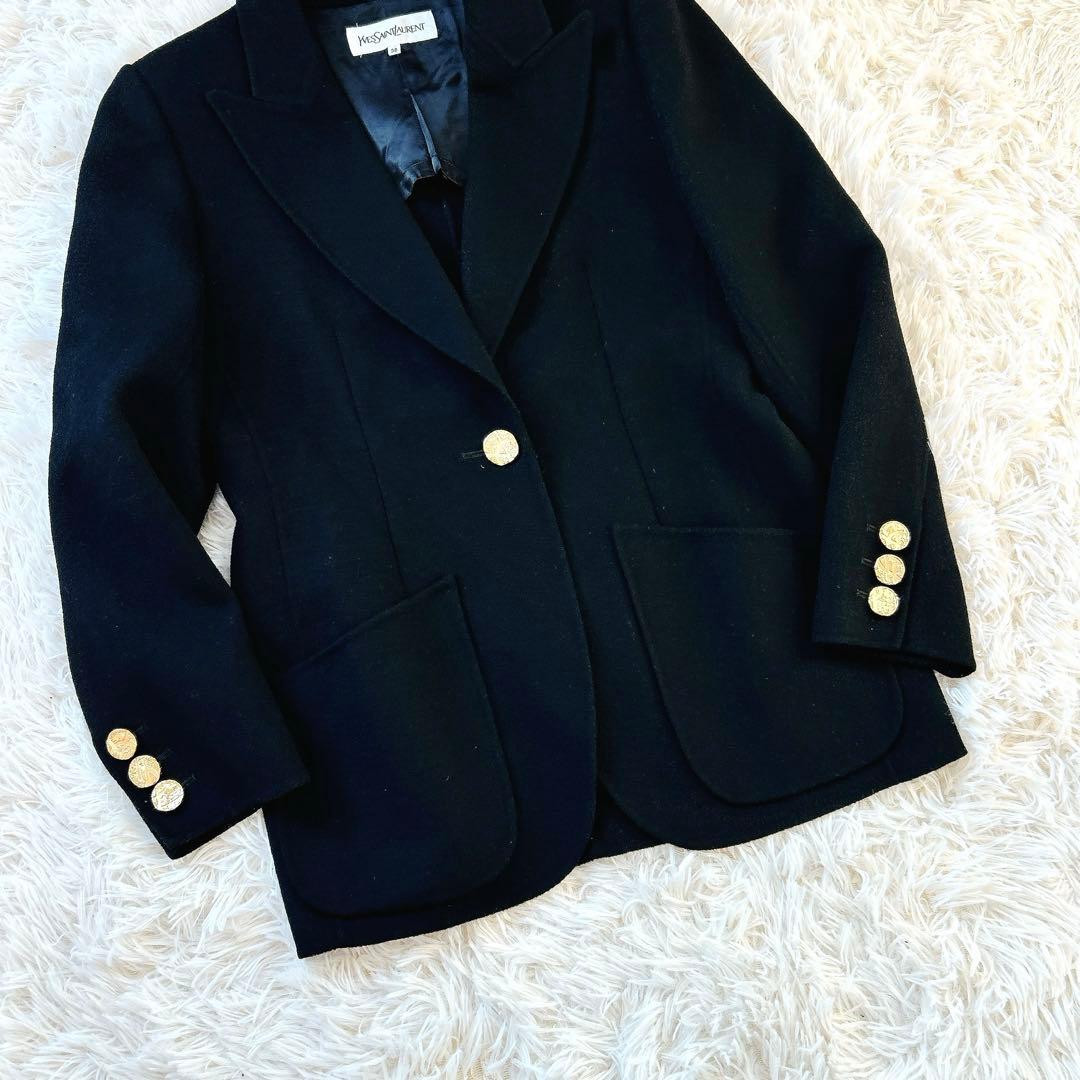 イブサンローラン　ウールカシミヤダブルフェイスジャケット　YSL刻印ボタン