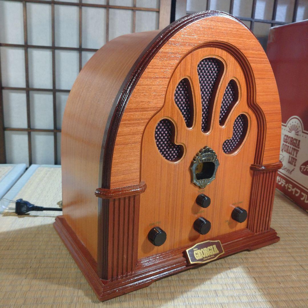 未使用品　ジョージア AM/FMラジオ 当選品 ノベルティ　木製