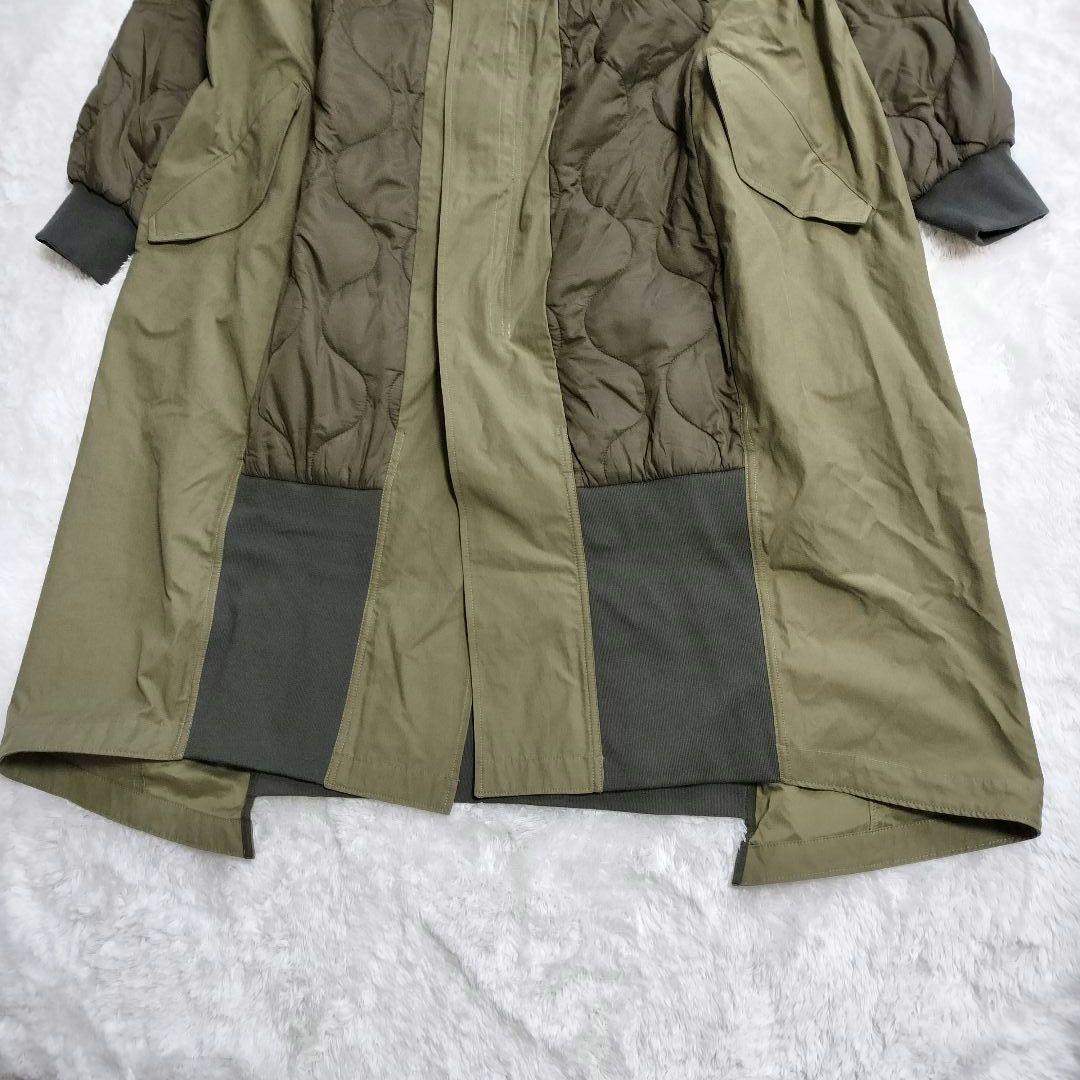 【新品タグ付き】エシンタ 切替マキシミリタリーコート カーキ キルティング