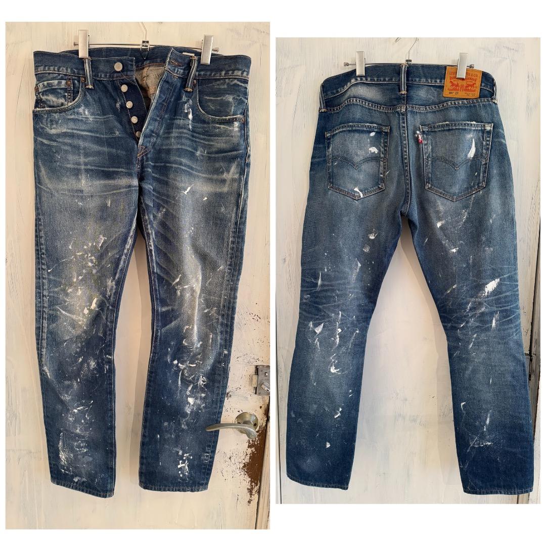 Levi's501CT W32インチペンキ加工デニムパンツジーンズリーバイス
