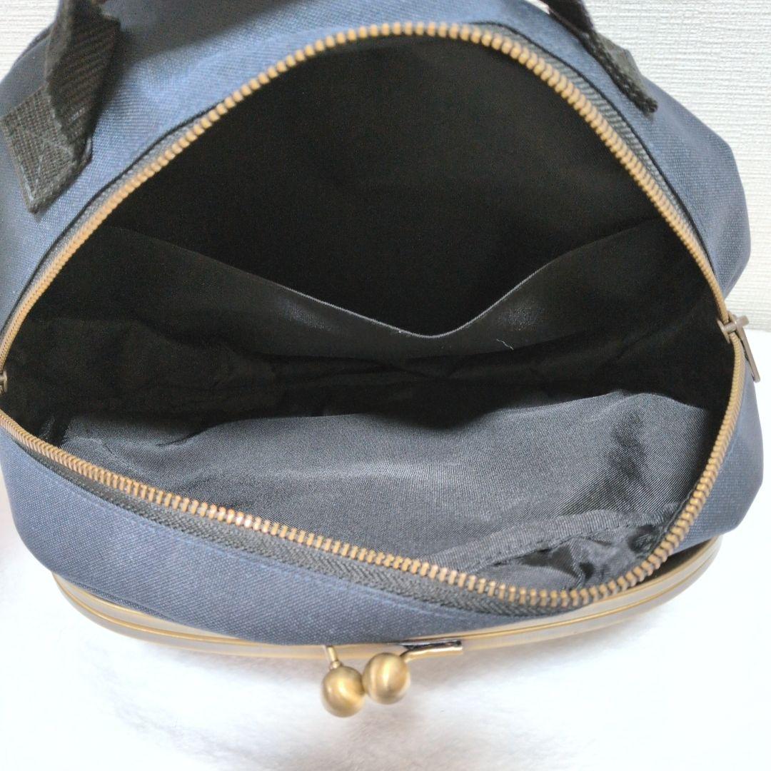 【美品】AYANOKOJI がま口ポシェット型ボディバッグ　ネイビー