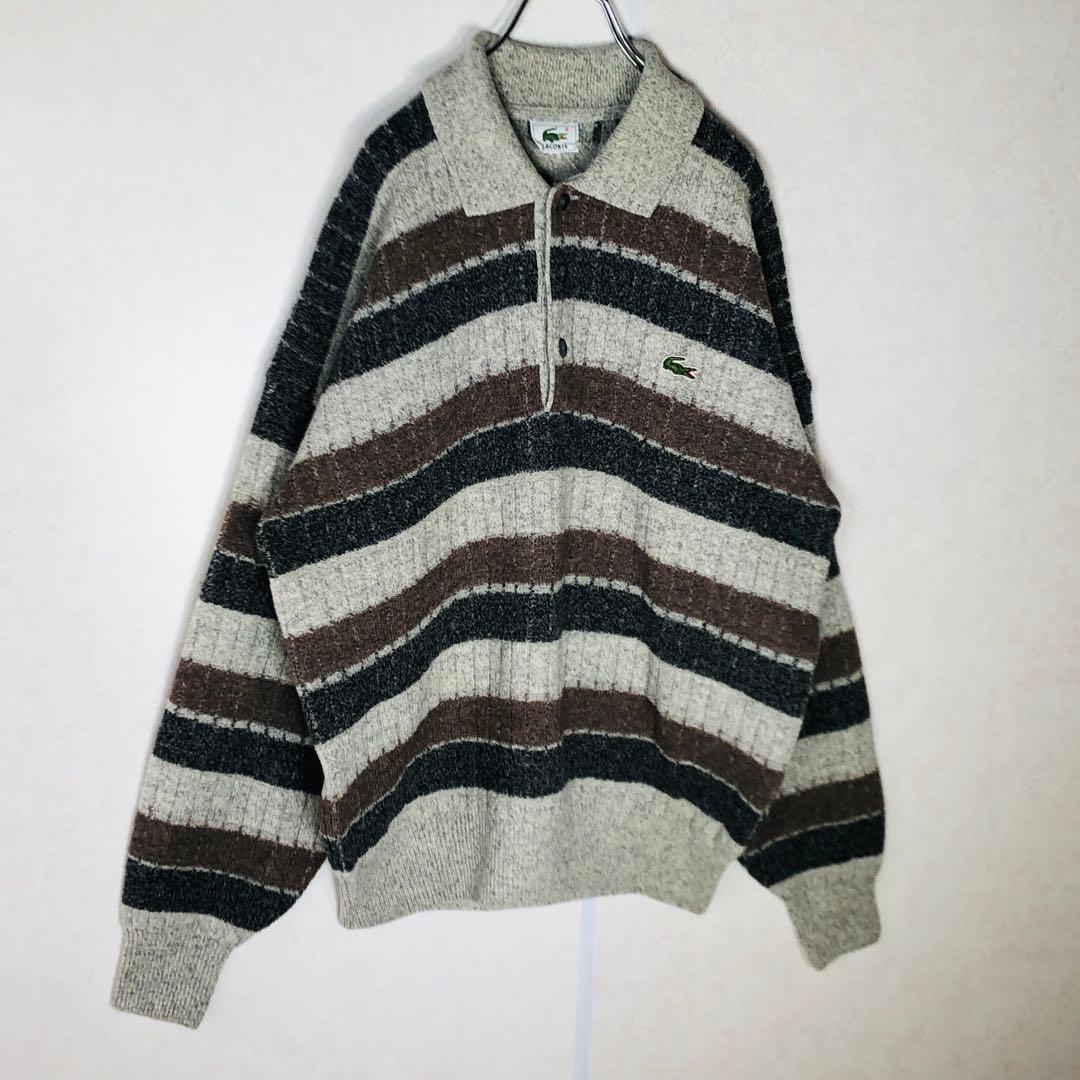 【新品 タグ付き】ラコステ ポロニット ウールニット ボーダー Lサイズ