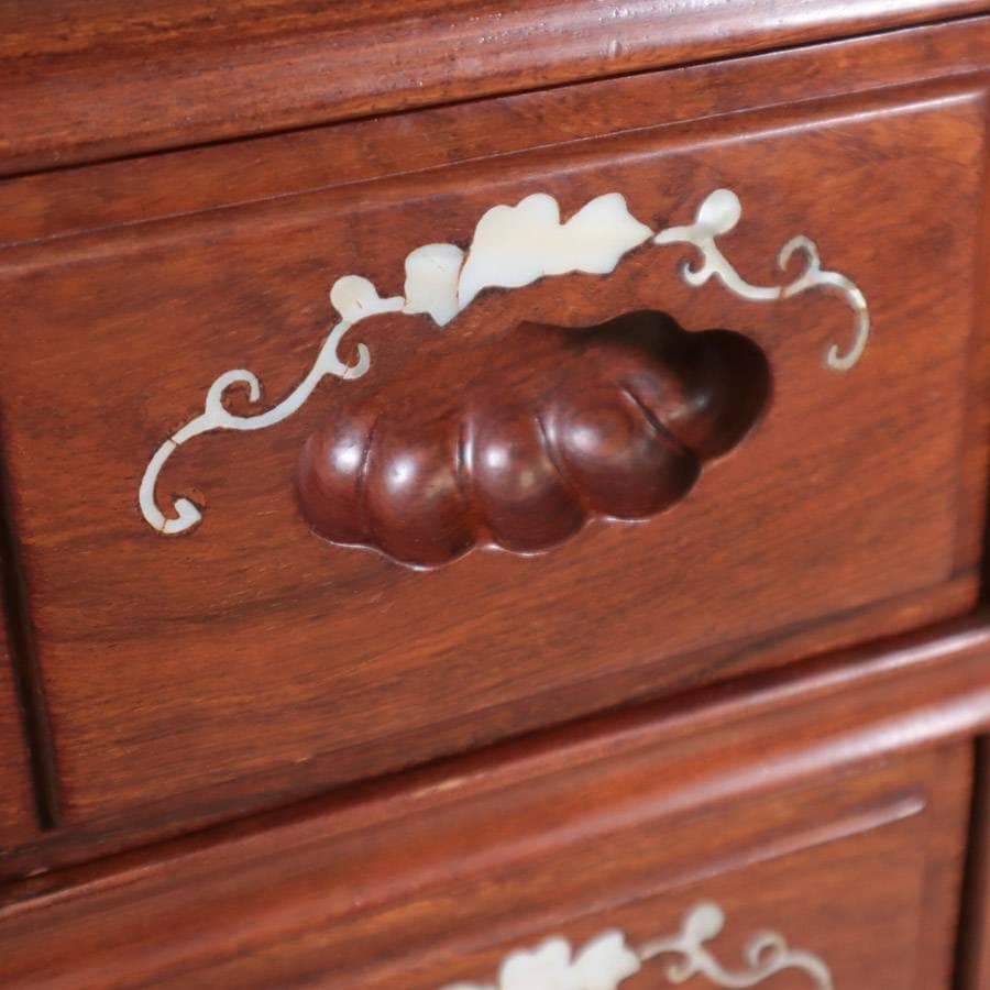 高級銘木 唐木 花梨無垢 螺鈿細工 チェスト 20杯 小引き出し 小箪笥 薬箪笥