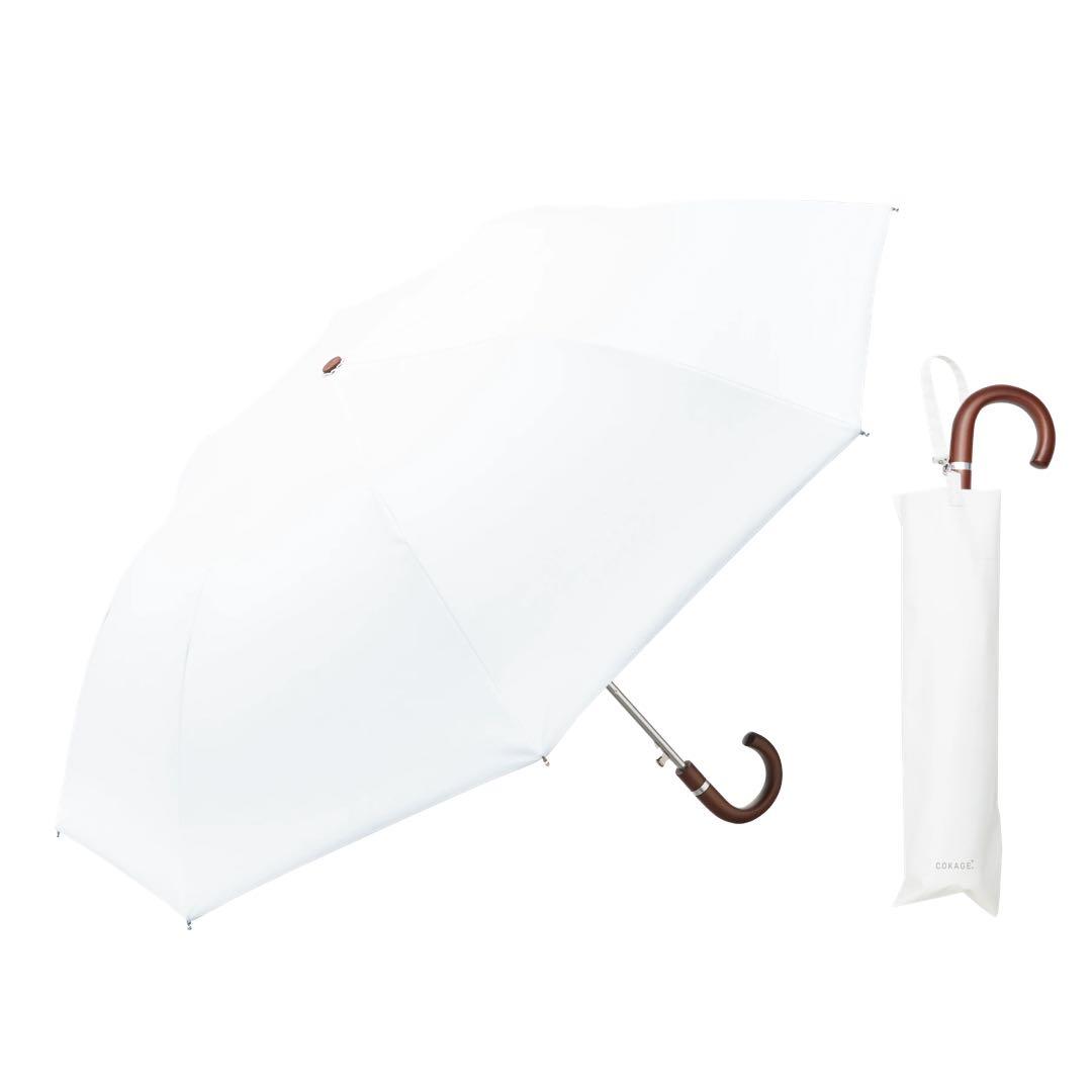 【ワンタッチ開】COKAGE+ ジャンプ式2段折りたたみ傘 ホワイト