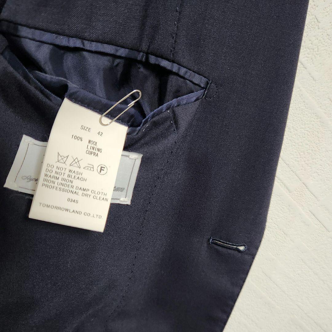 トゥモローランド　スーツ（美品、ネイビー、サイズ42、ウール100%）