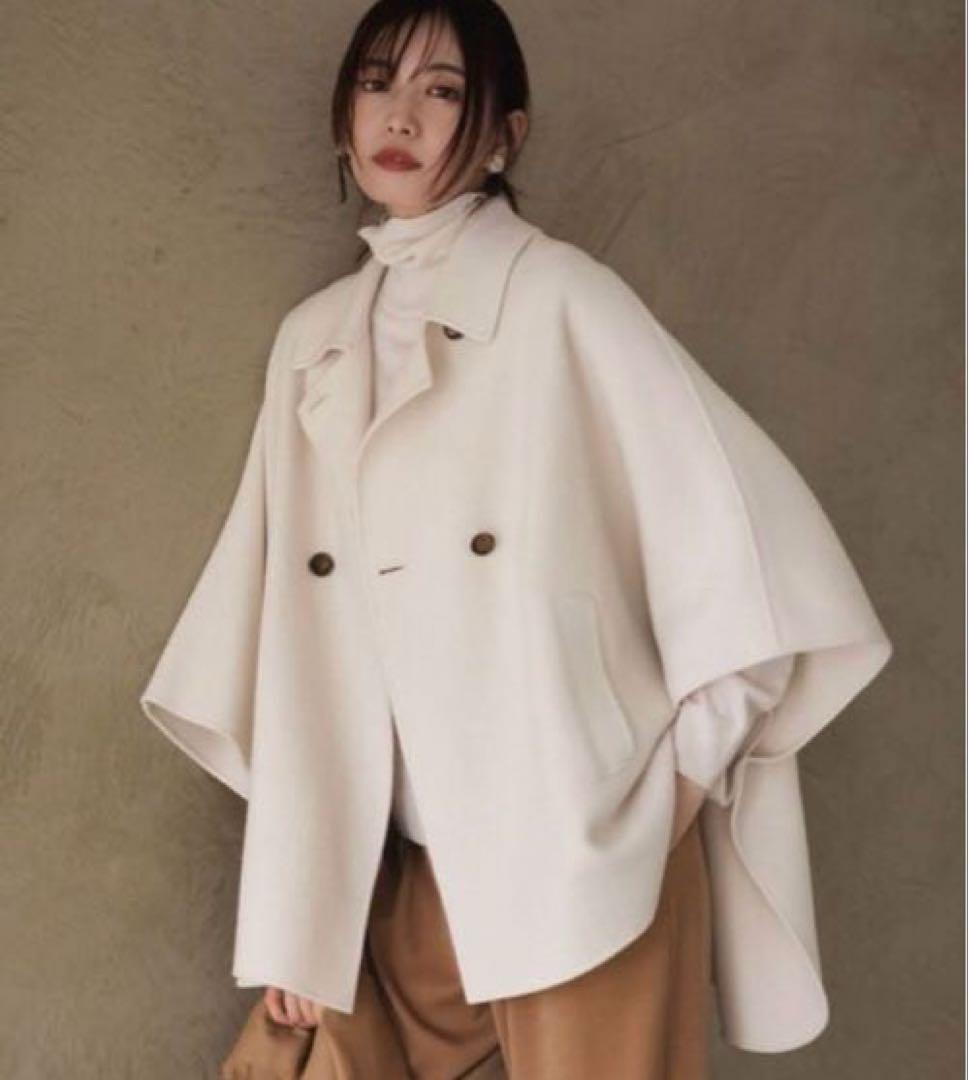 23区 【見上愛さん着用】ウールライトリバー ポンチョシルエット コート