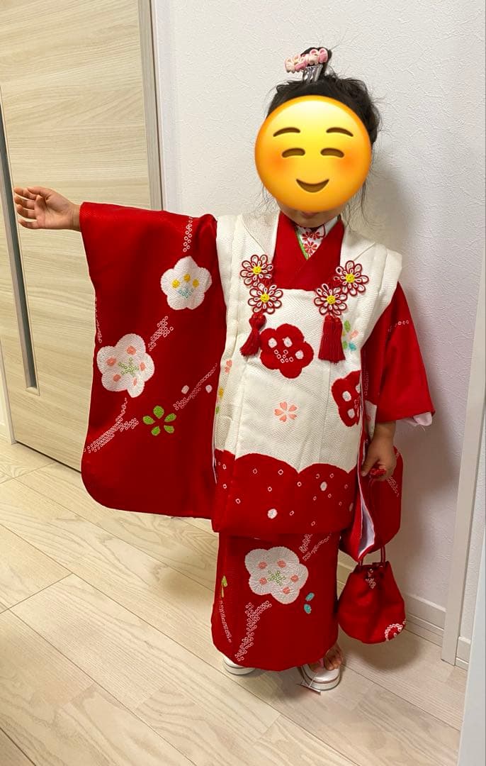 七五三　正絹　お着物　被布セット　3歳