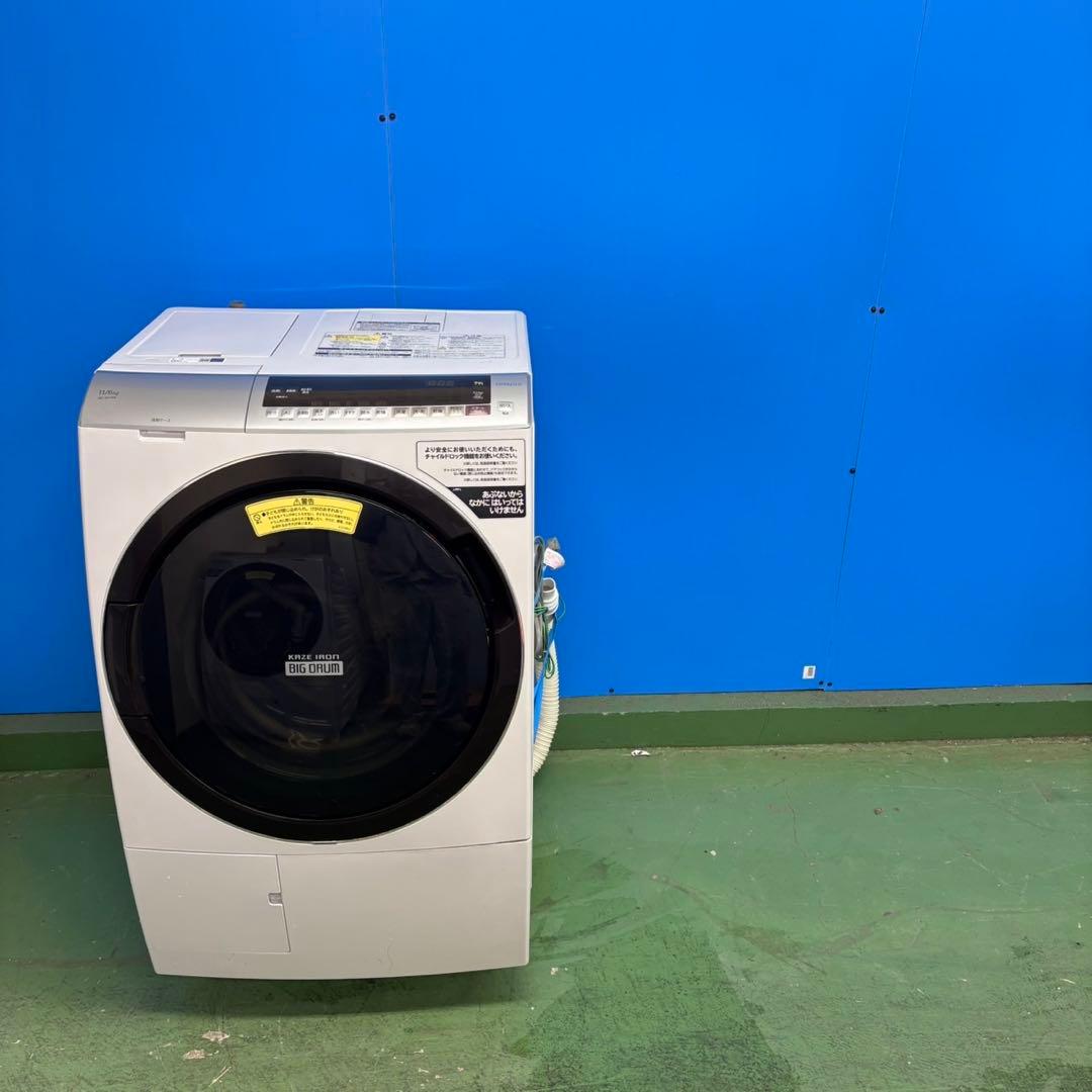 641 日立　ドラム式洗濯機　11キロ　小型　一人暮らし　家庭用　左開き