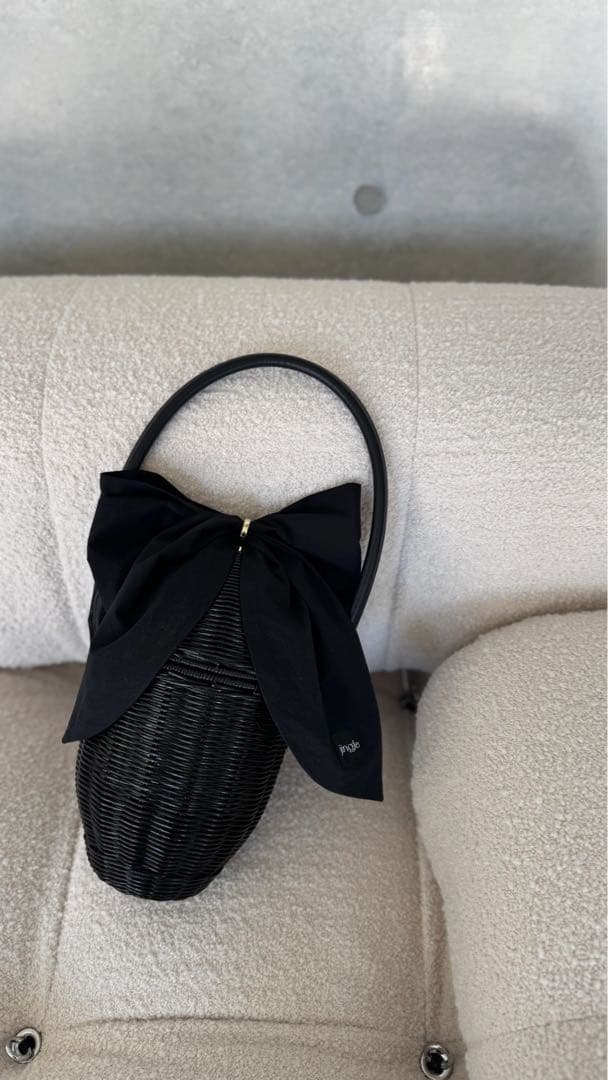 jingle どんぐりラタンバッグ　girlish カゴバック　リボン付き