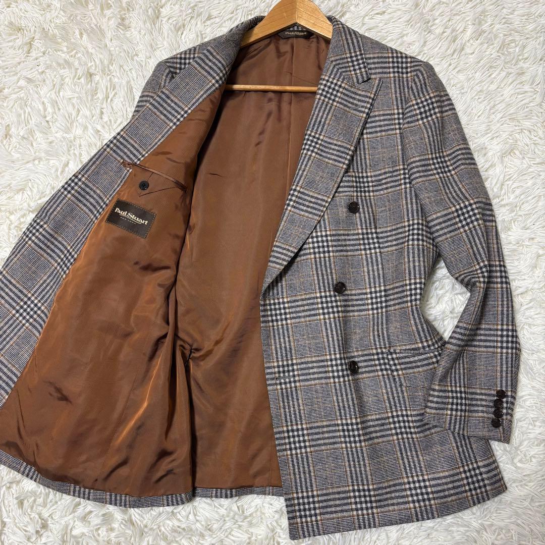 ポールスチュアート チェック柄 ダブルブレスト テーラードジャケット 48 L