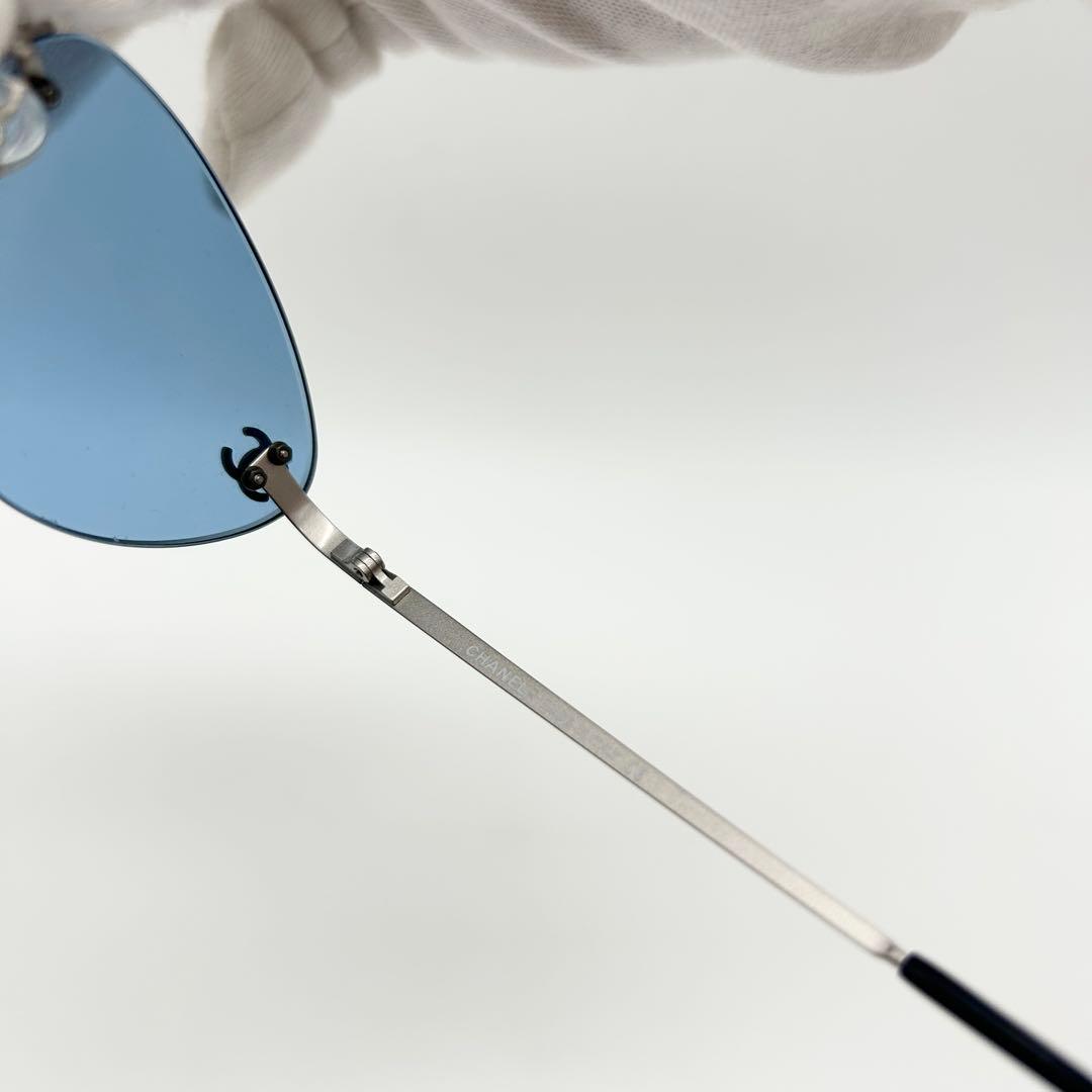 美品 CHANEL サングラス ココマーク リムレス ブルー 4003 ケース付