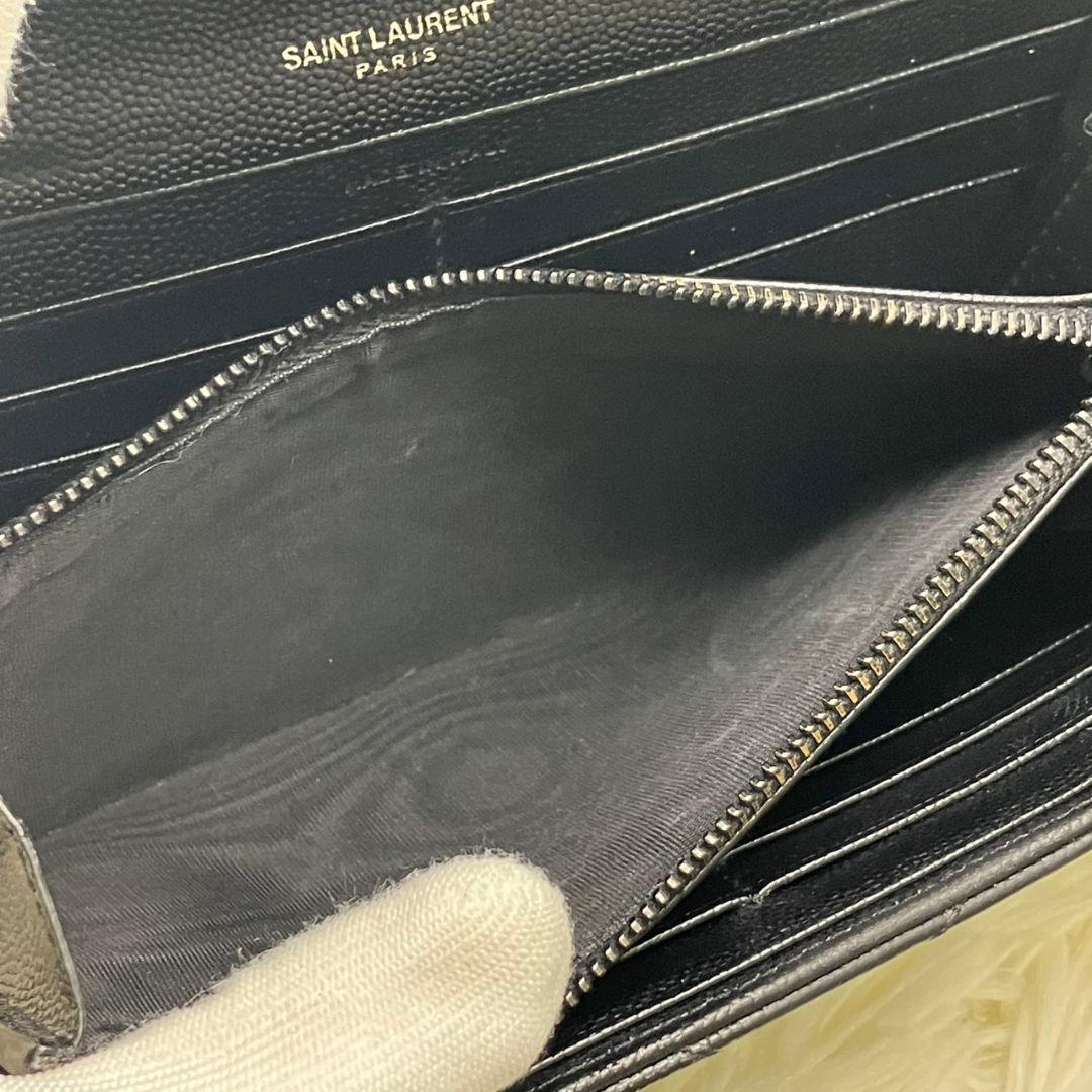 大人気✨サンローラン 長財布 キャビアスキン カサンドラロゴ ブラック