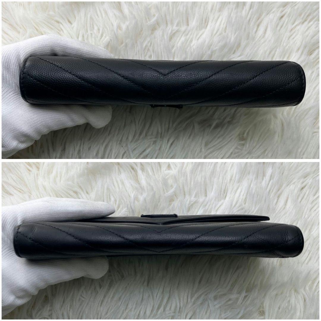 大人気✨サンローラン 長財布 キャビアスキン カサンドラロゴ ブラック