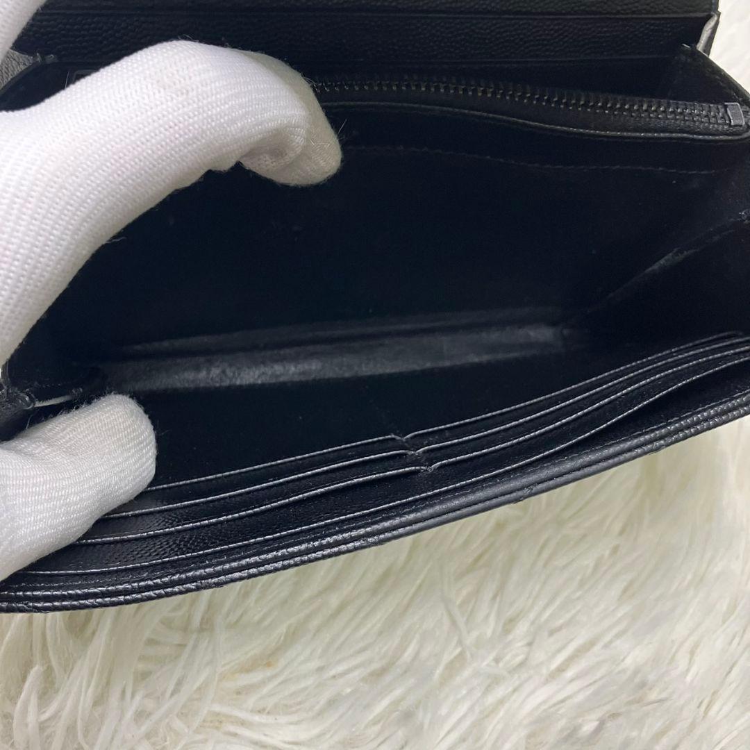 大人気✨サンローラン 長財布 キャビアスキン カサンドラロゴ ブラック