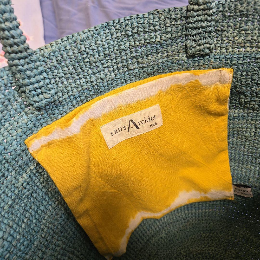 sansArcidetサンアルシデかごバッグ水色くすみブルーカゴバッグ