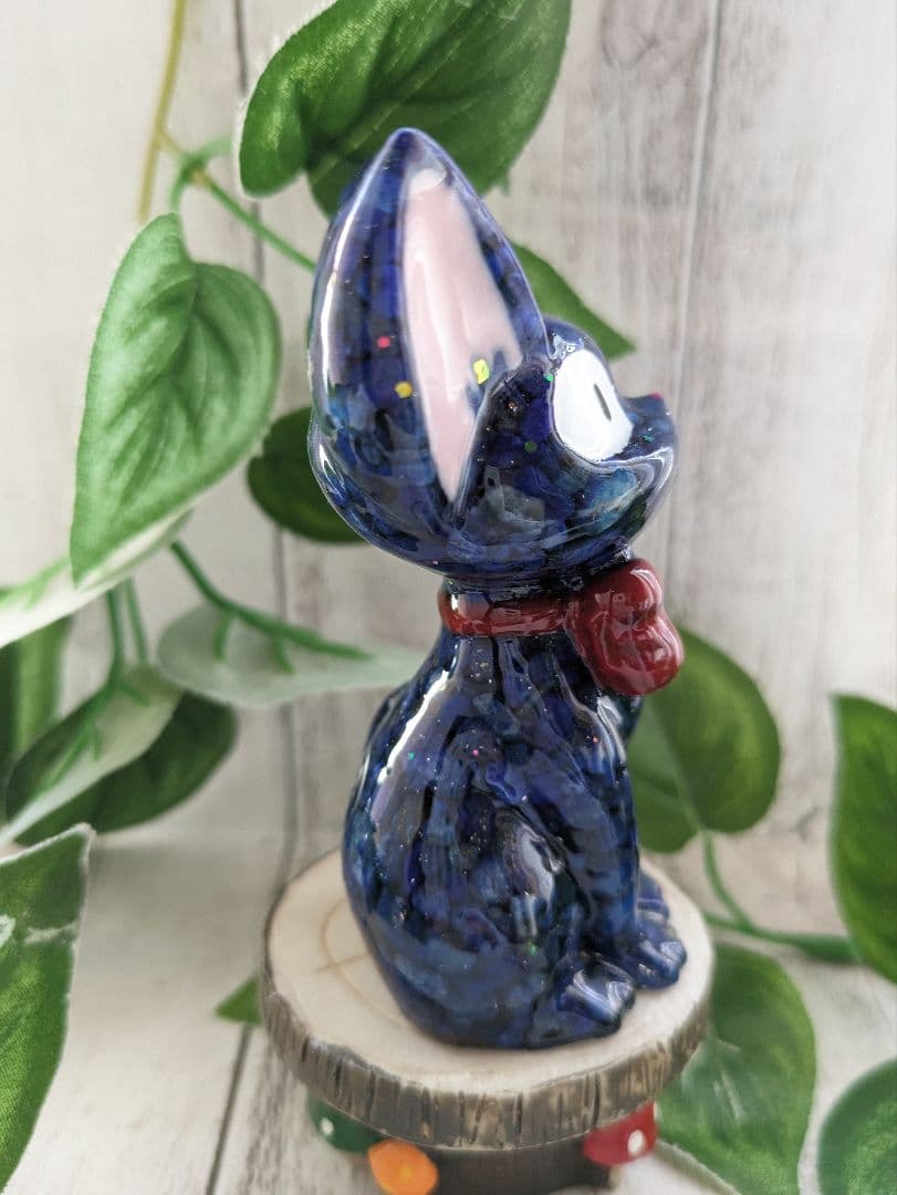 【睦月】ラピスラズリの蝶ネクタイねこちゃん形オルゴナイト☆他２点