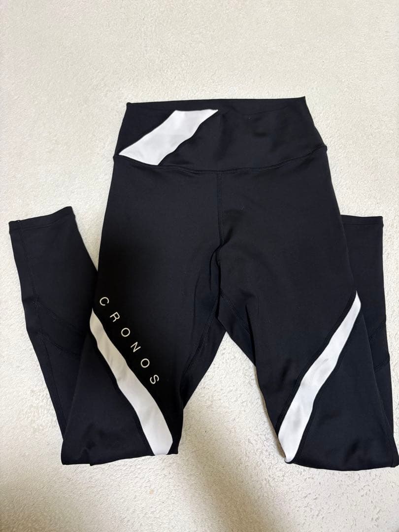 CRONOS ブラックレギンス ホワイトアクセント