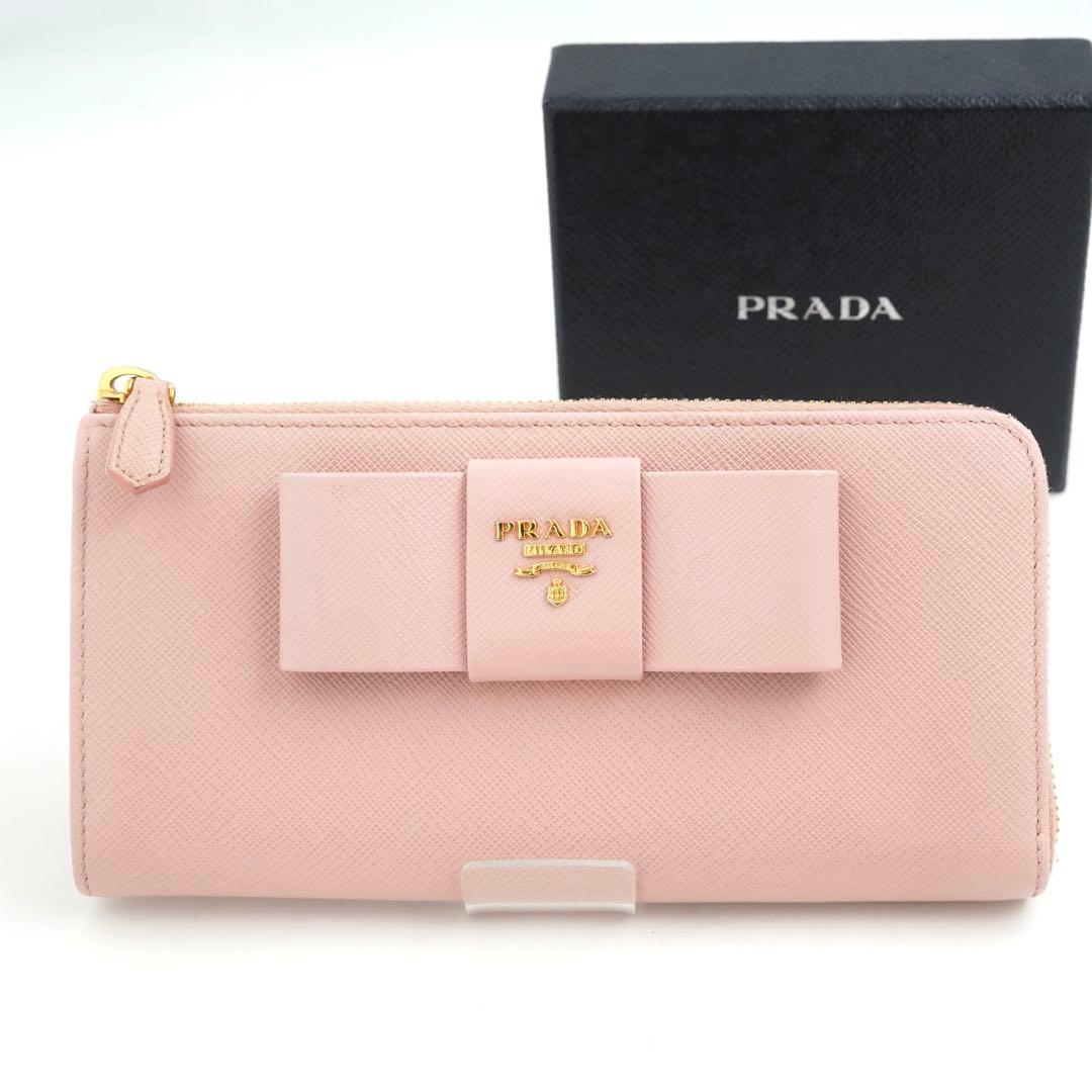 とりさん　PRADA 長財布　サフィアーノ　リボン　L字　アイコン