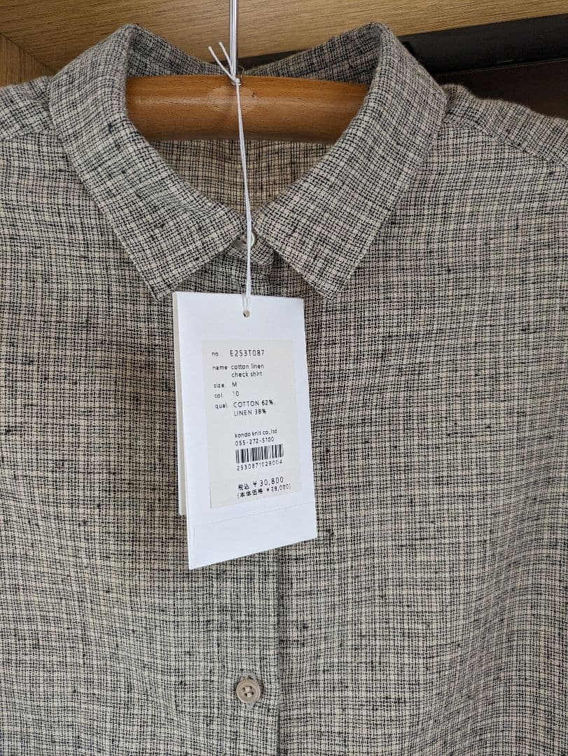 2025年 evam evaコットンリネン　チェックシャツ　30,800円