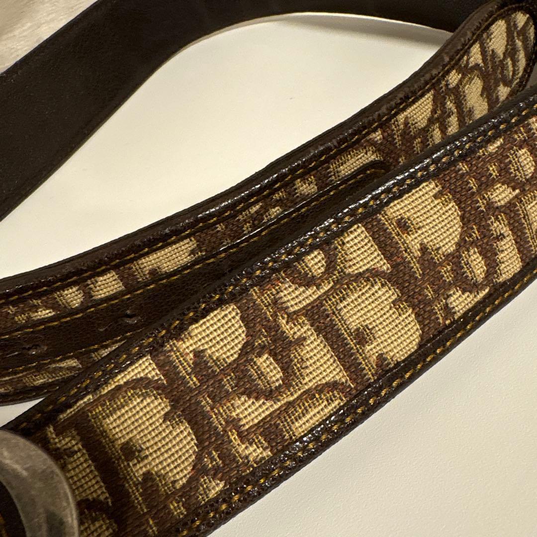 CD クリスチャンディオール ベルト トロッター柄 ベージュ　ロゴバックル