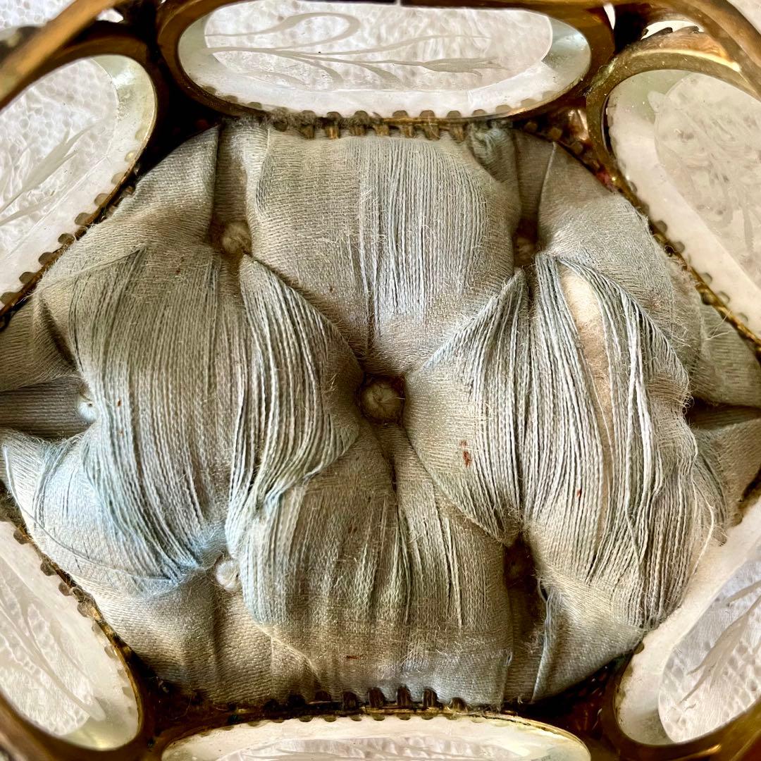 6角形ベベルガラスジュエリーボックス　アクセサリーケース　フランスアンティーク