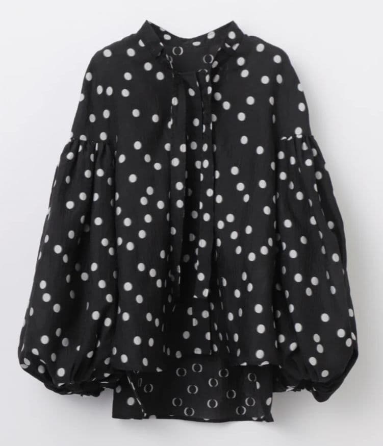 ローブブラン　シアーポルカドット　リボン　ブラウス　L'AUBE BLANC