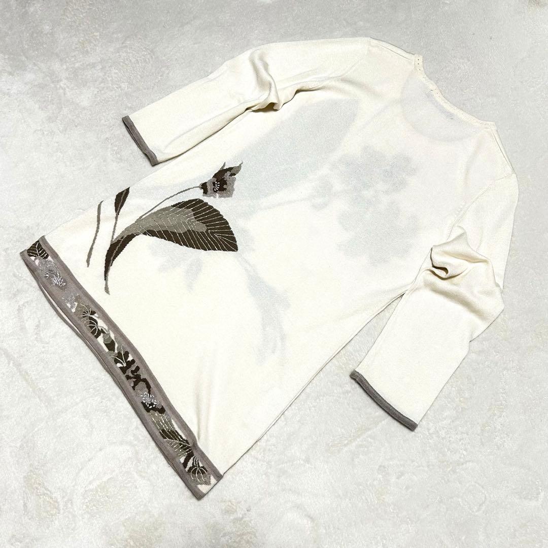 LEONARD レオナール シルク混 花柄ニットチュニック 40