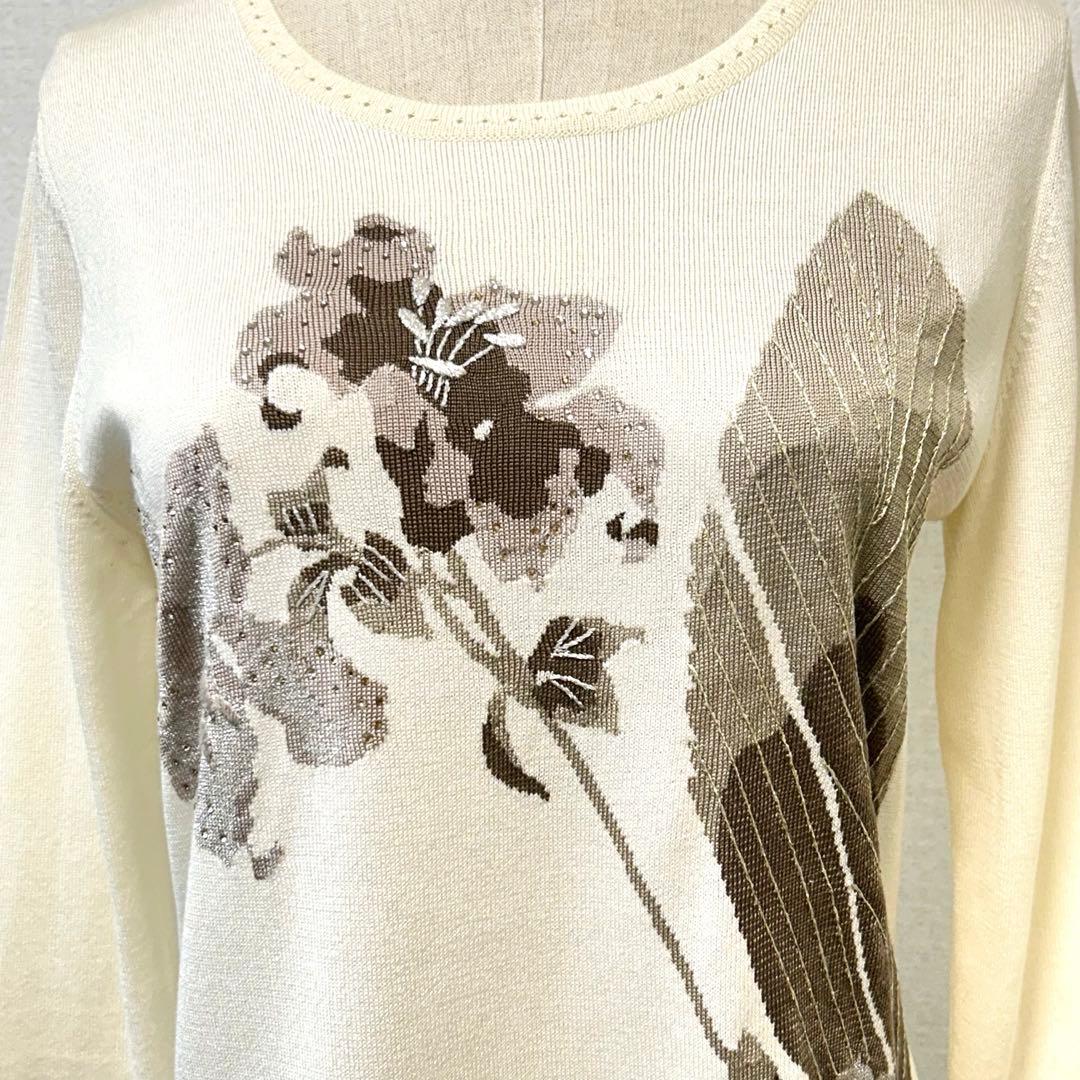LEONARD レオナール シルク混 花柄ニットチュニック 40