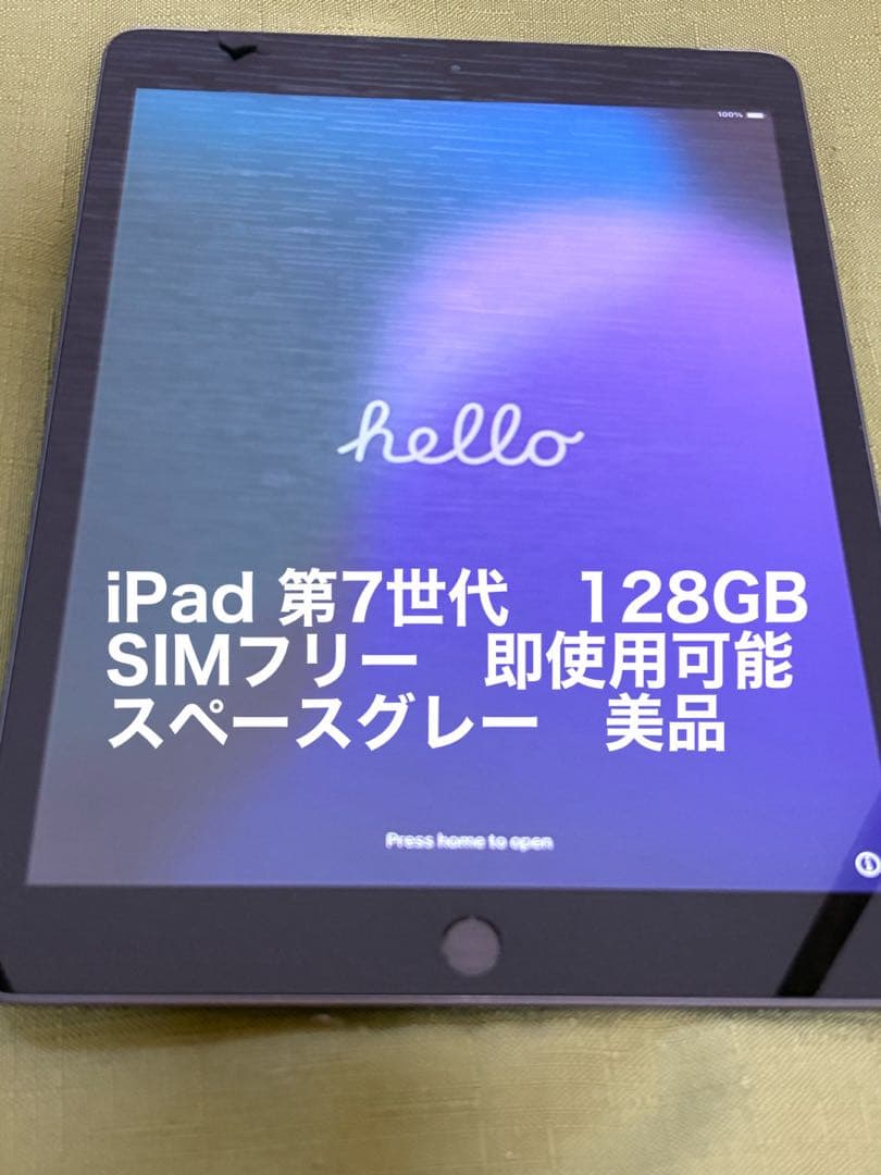 iPad 第7世代 128GB SIMフリー　初期化済・動作良好　ワンオーナー