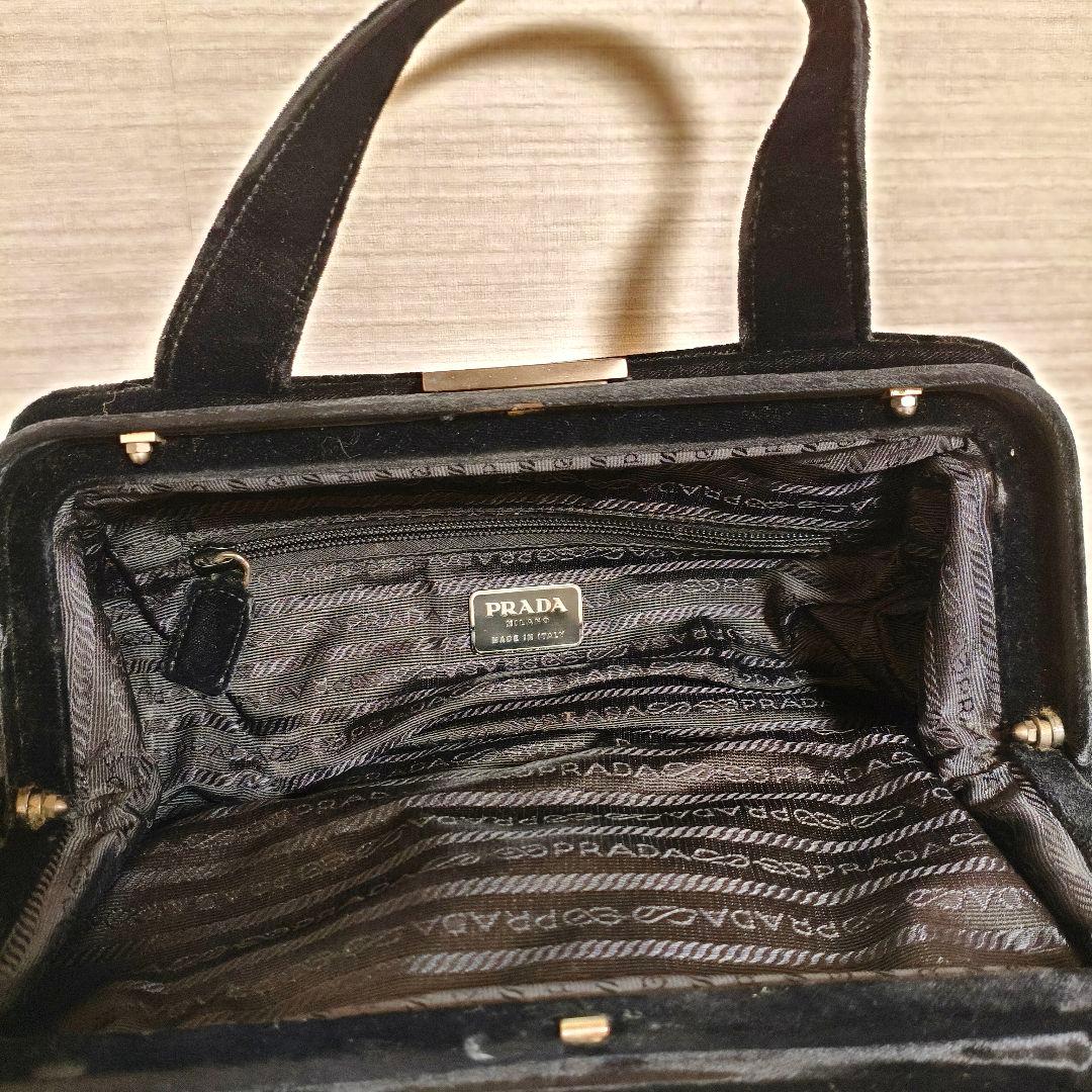 PRADA プラダ ハンドバッグ バッグ ベロア がま口