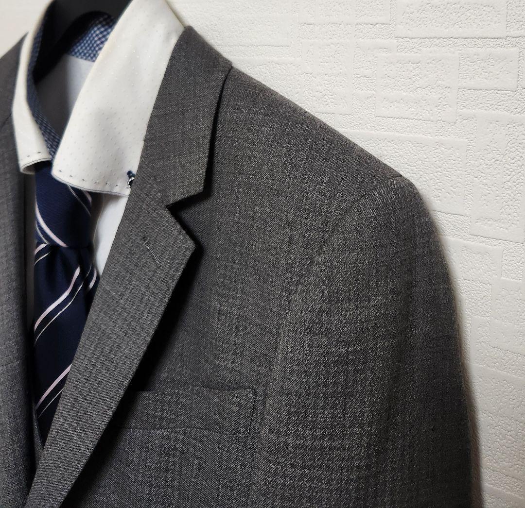 スーツセレクト　メンズ　スーツ　スリーピース　グレー　シャドーチェック柄　美品