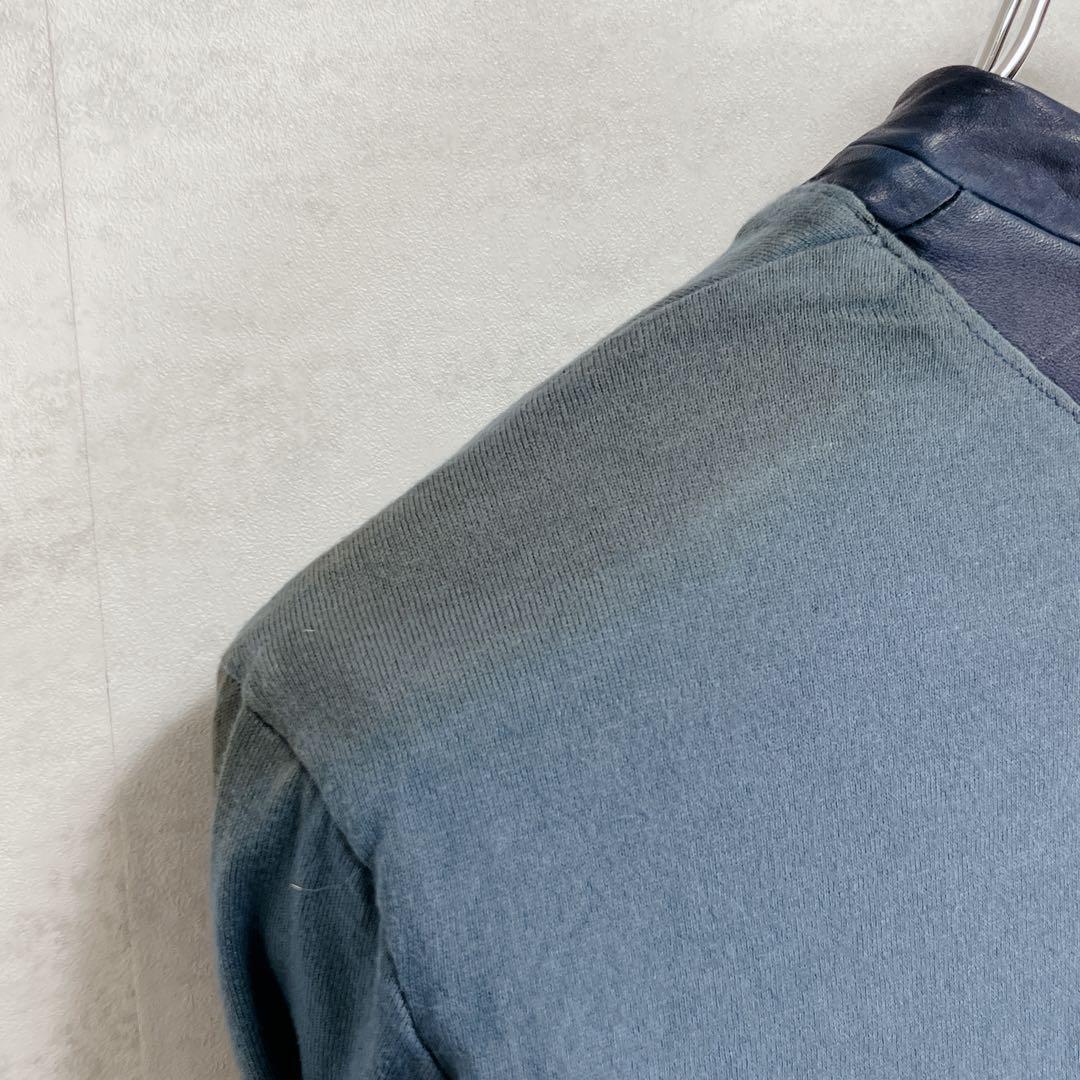 『sisii シシ』レザーライダースジャケット 牛革 洗濯可 ダブルジップ 紺青