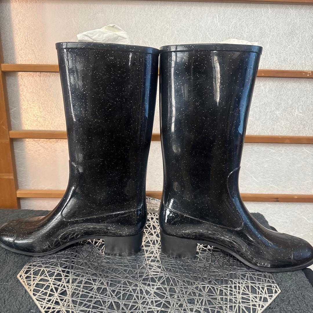 【正規品】希少 ラメ CHANEL 長靴 ブラック カメリア シャネル 38