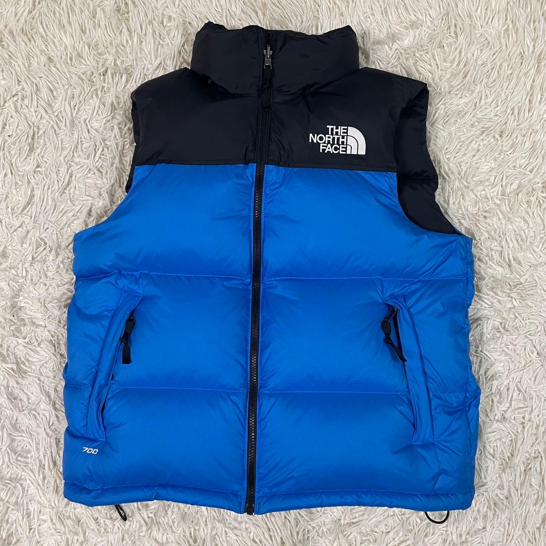 ノースフェイス ダウンベスト アウター レトロ ヌプシ 黒 青 Mサイズ