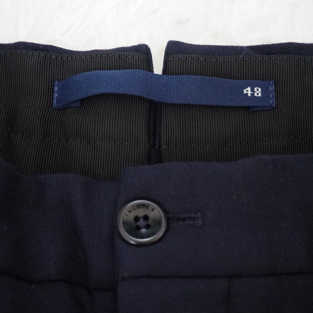 【最高級】INCOTEX　SLIM FIT ジャージースラックスパンツ　ネイビー