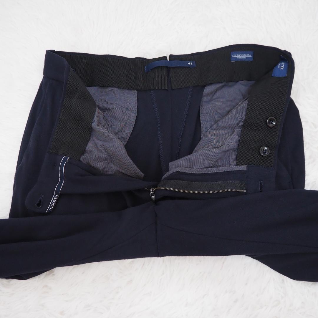 【最高級】INCOTEX　SLIM FIT ジャージースラックスパンツ　ネイビー