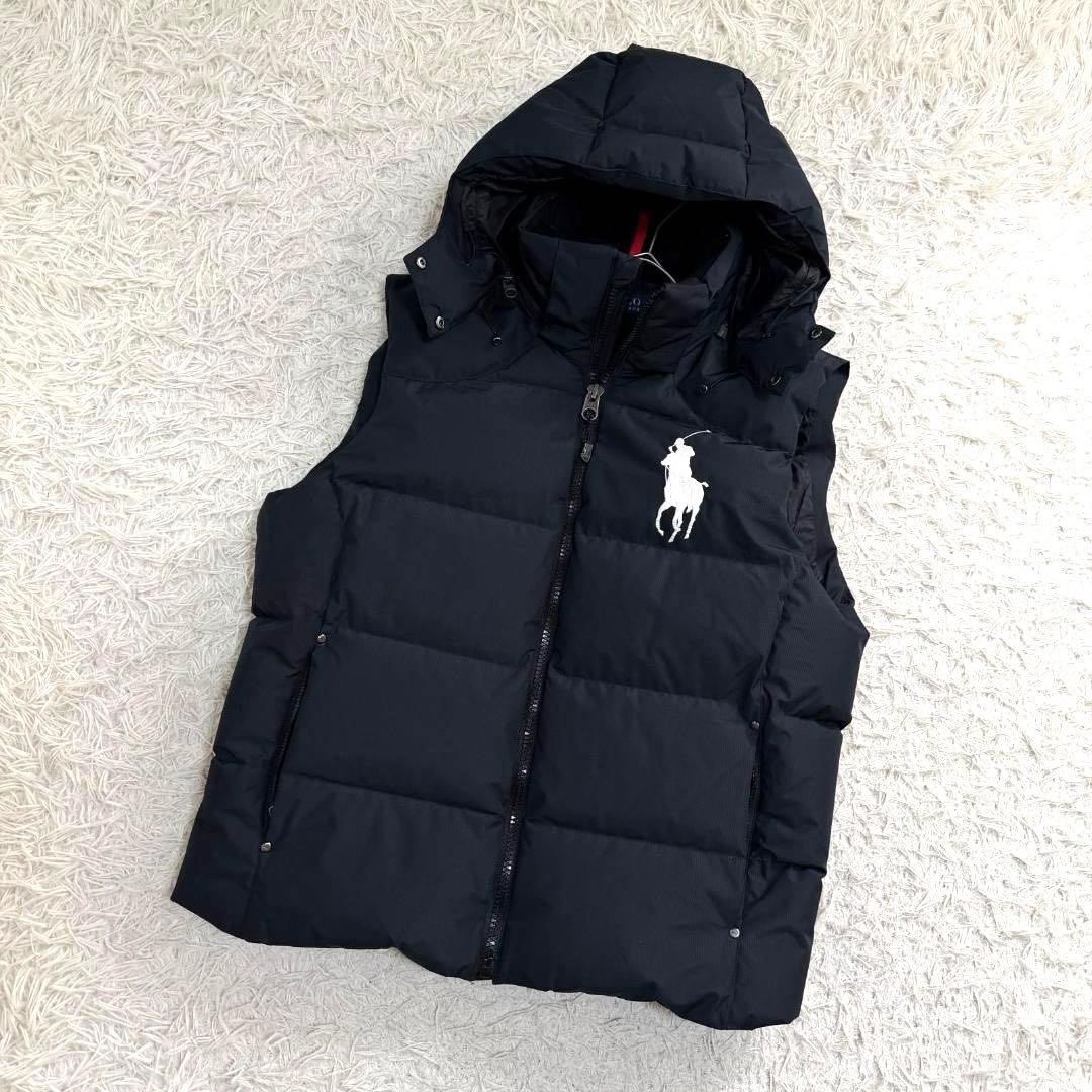 17093✨ポロラルフローレン L ビッグポニー ドローコード ダウンベスト 黒