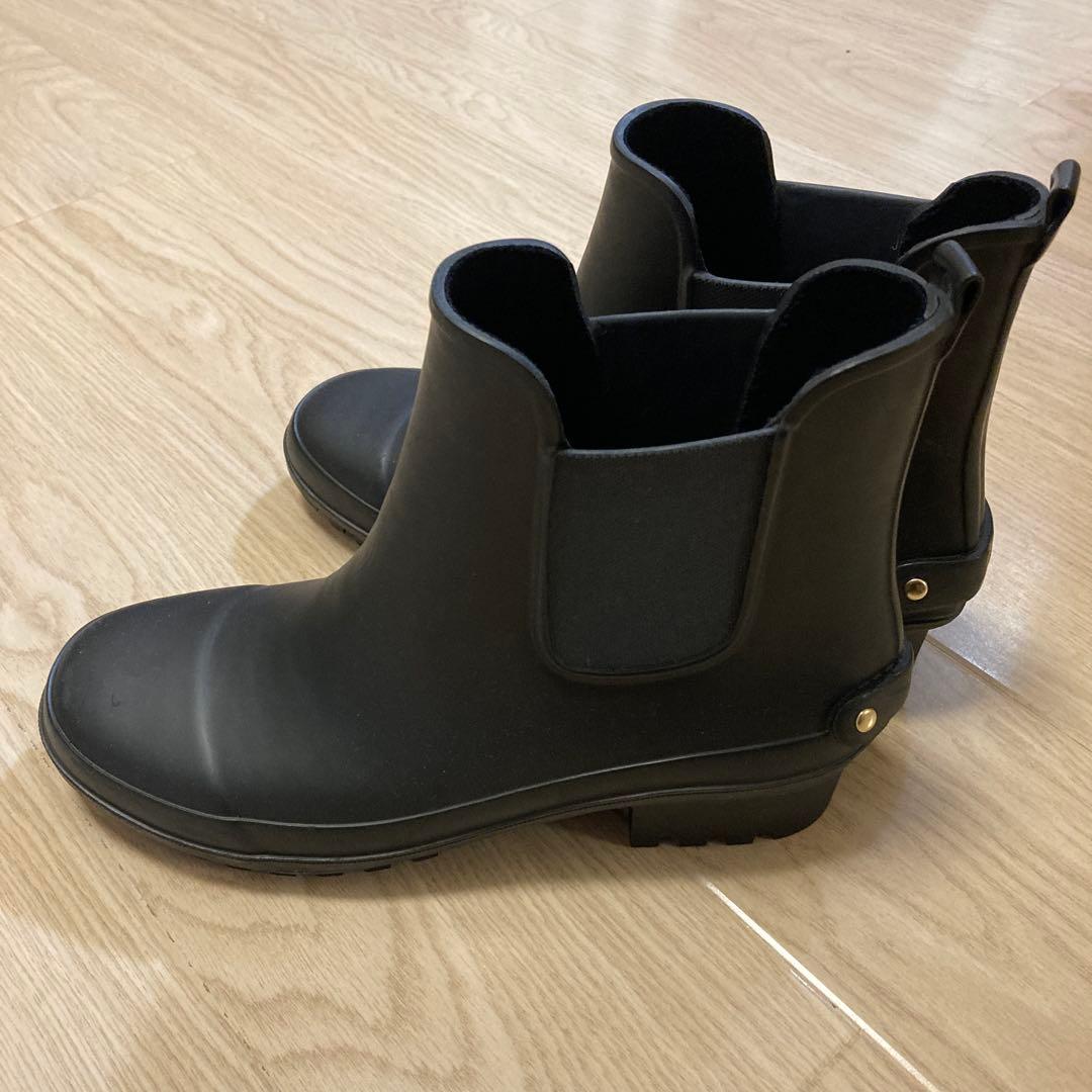 DIANA ブラック サイドゴア レインシューズ　L