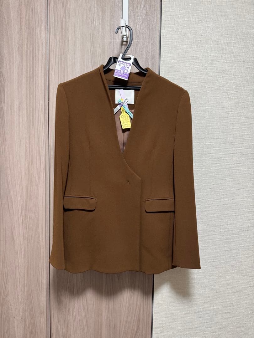 Mame Kurogouchi ノーカラージャケット ブラウン