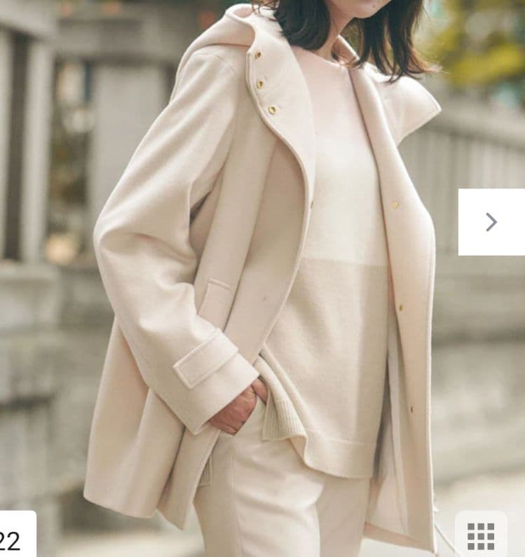 美品☆23区 ウールカシミヤビーバー フード付き ショートコート ベージュ