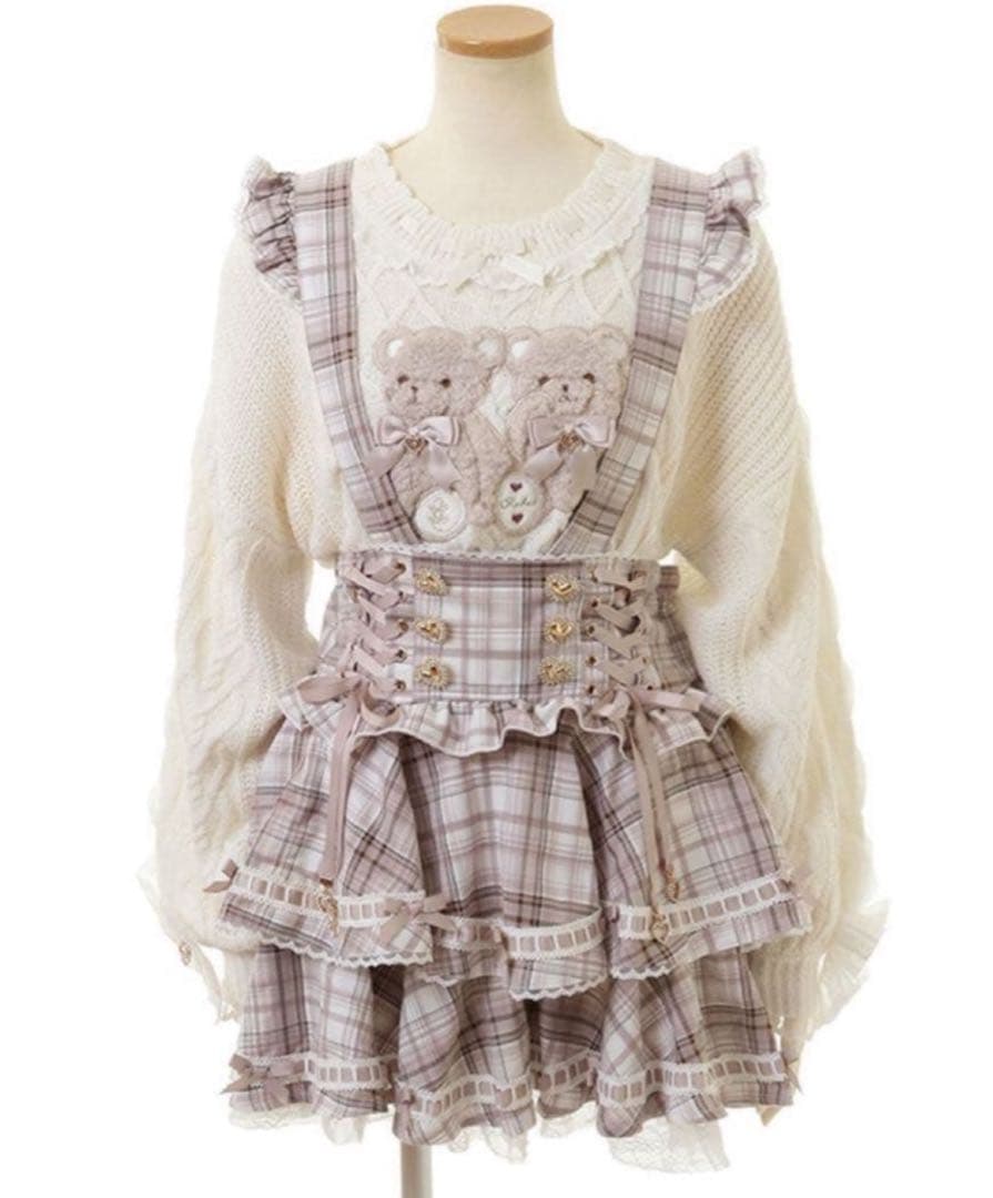 lizlisa リズリサ　はしごリボンチェックティアードスカパン