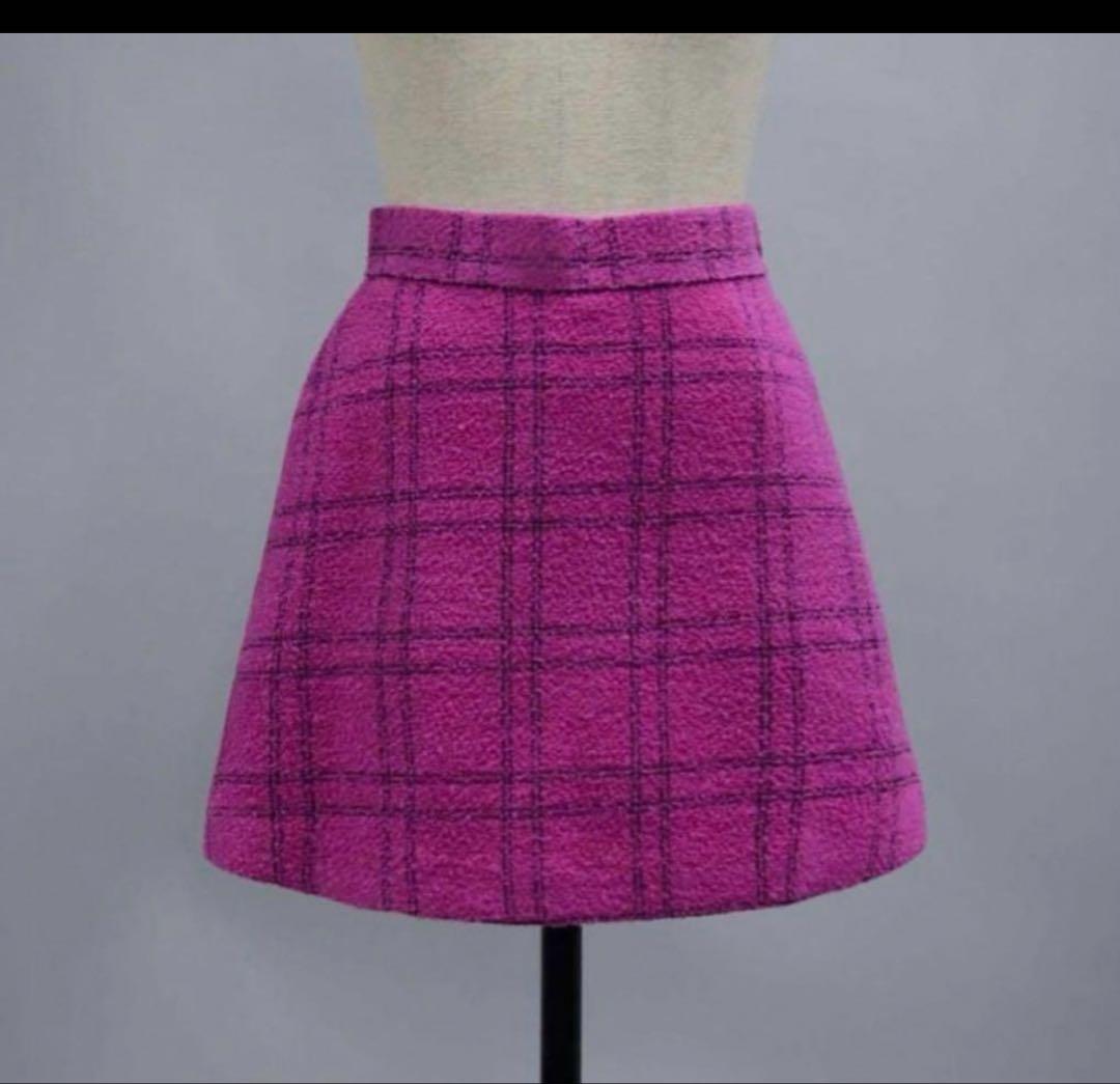 sheler ピンクチェック ミニスカート　Sサイズ